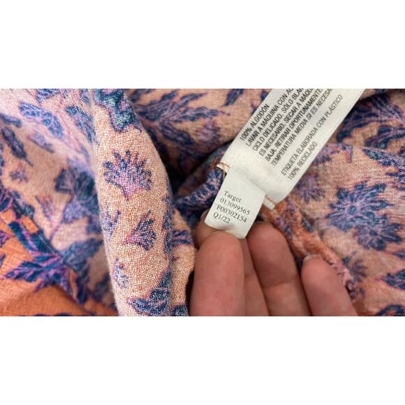 Universal Thread Orchid Floral Button Down Dress Tie Back Midi Sienna Blue XL - Picture 13 of 14